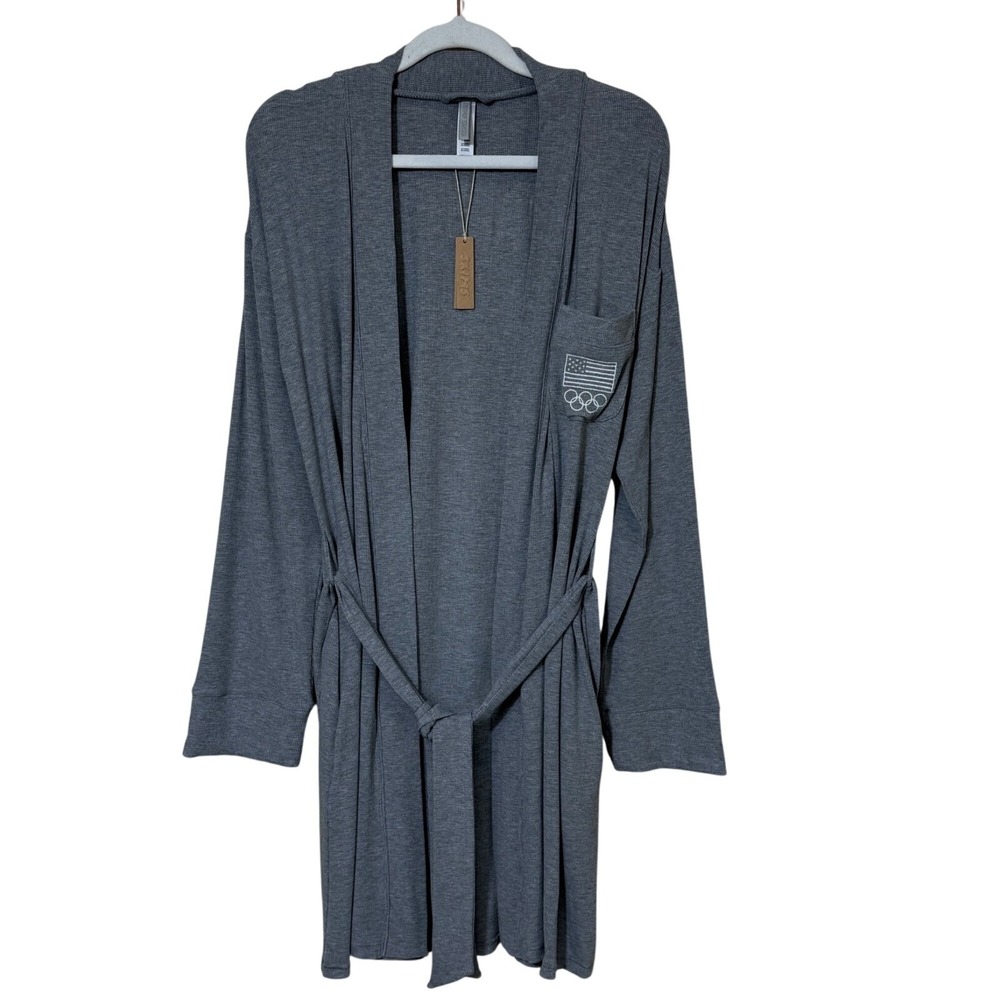 SKIMS Soft Lounge Robe Team USA Heather Gray XS